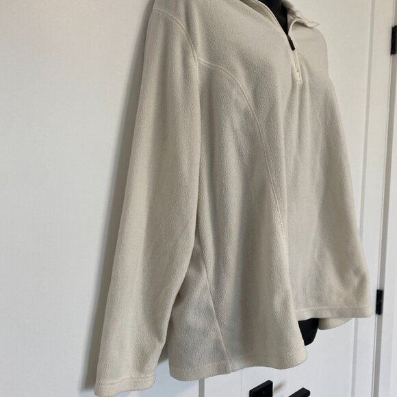 Lands End White cream Quarter Zip Fleece Pullover Plus Size 1X - Picture 2 of 7